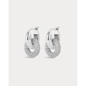 NEW LUV AJ women's pave interlock hoops earrings in silver